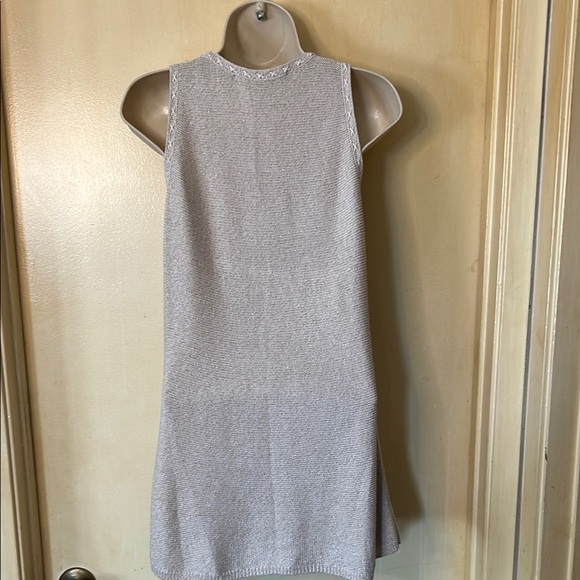 White House Black Market Tan Knit with  Silver Mini Dress size S - Picture 6 of 11